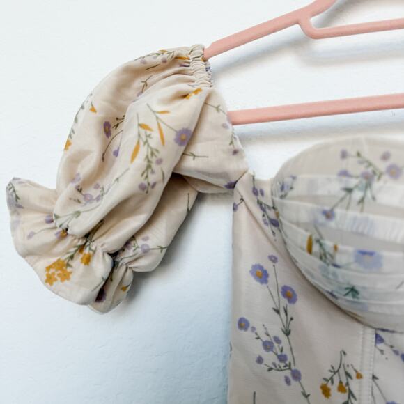 NWT Adeirlina The Lattest of Them All Off Shoulder Floral Fairy Mini Dress Small - Picture 5 of 11